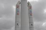 Réplica do foguete Ariane V, no Centro Espacial em Kourou - Guiana  Francesa